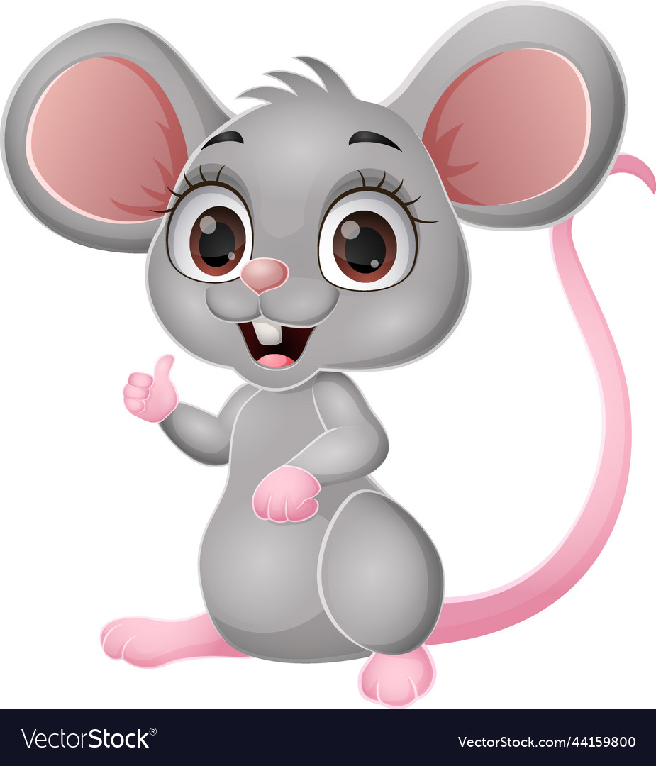 Cute mouse cartoon giving thumb up Royalty Free Vector Image