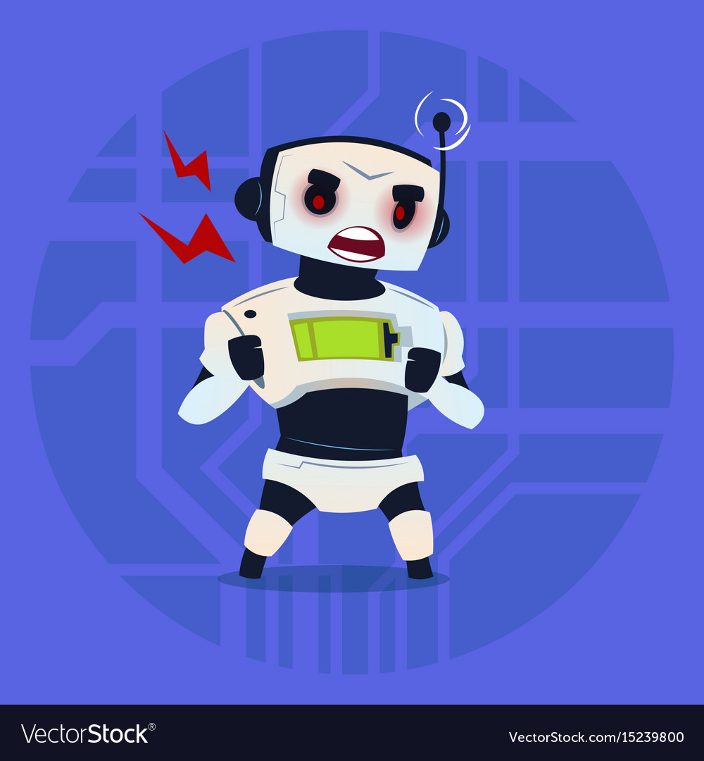 Cute robot angry having problem modern artificial Vector Image