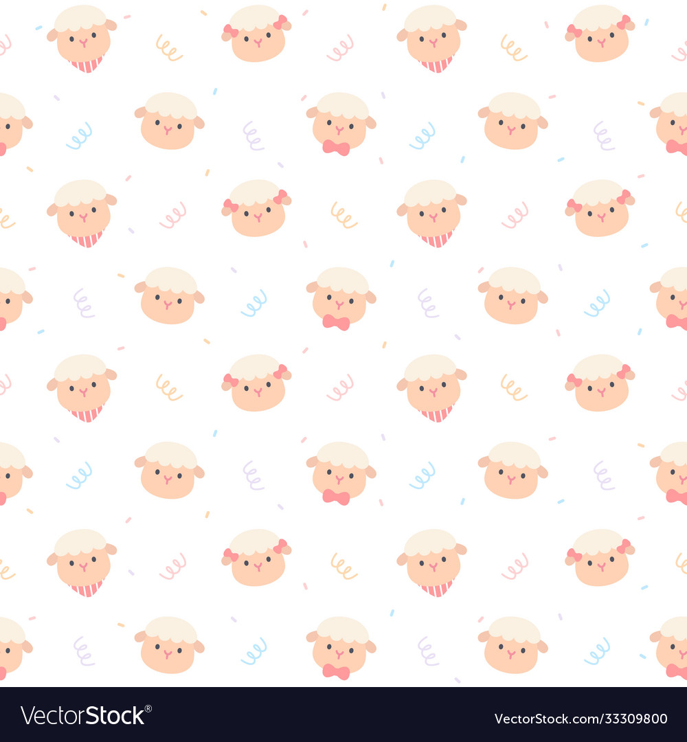 Cute sheep seamless pattern background