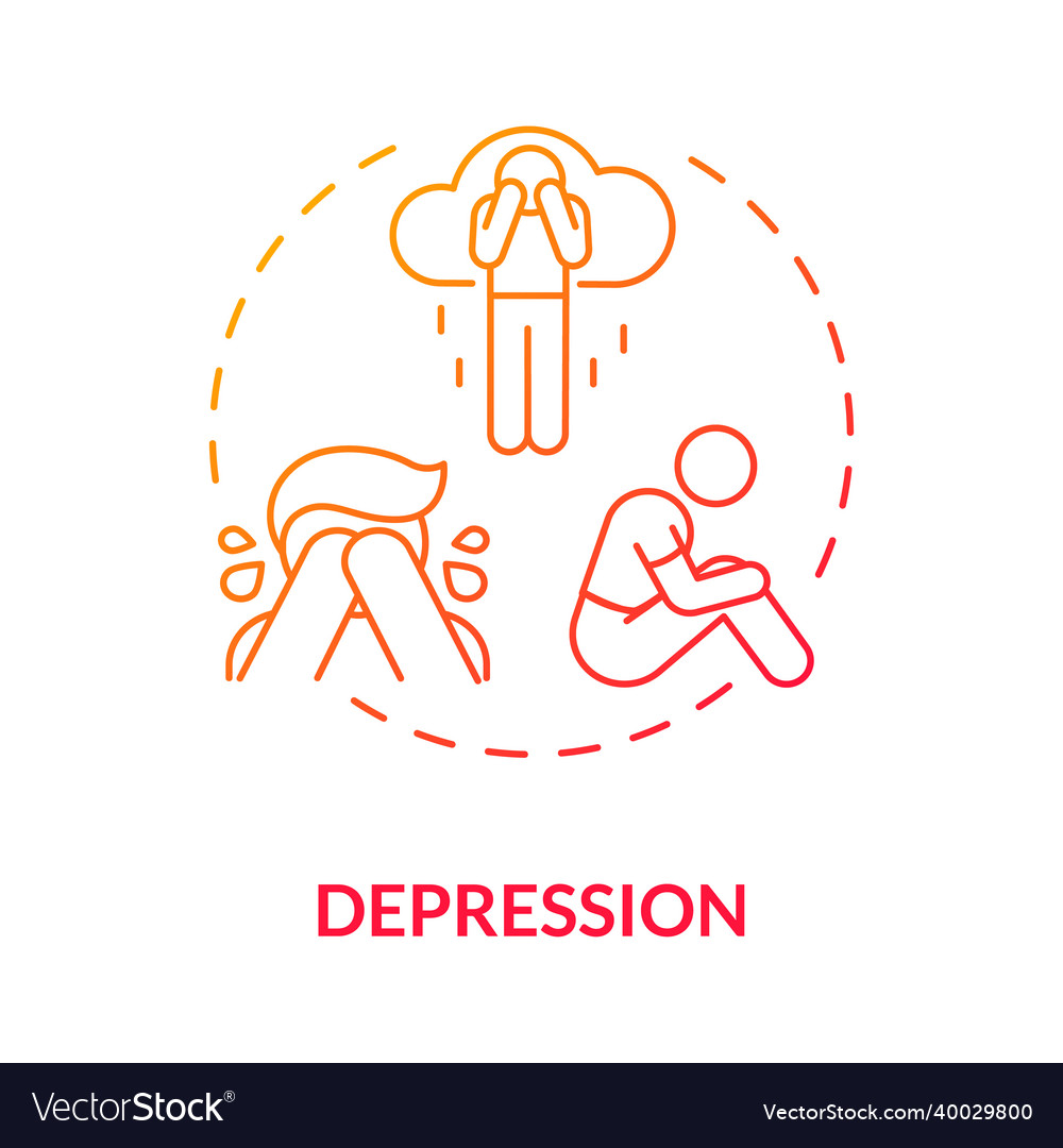 Depression Red Gradient Concept Icon Royalty Free Vector