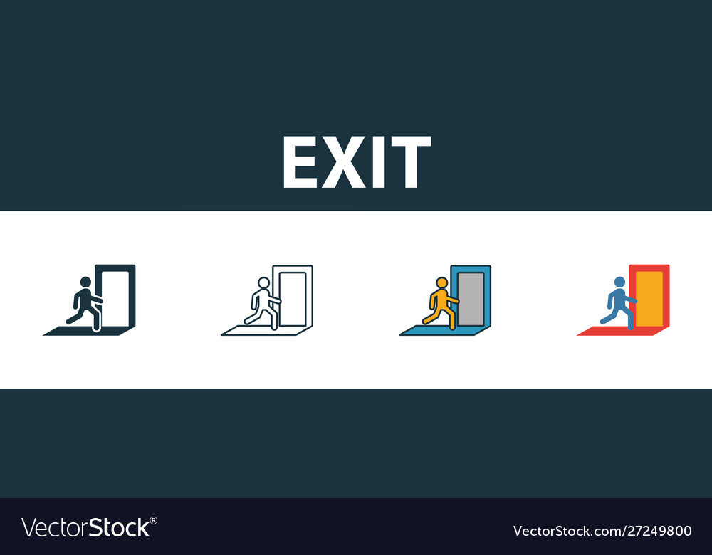 Exit icon set premium symbol in different styles