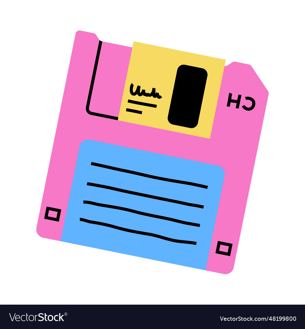 Floppy as data storage and bright item from