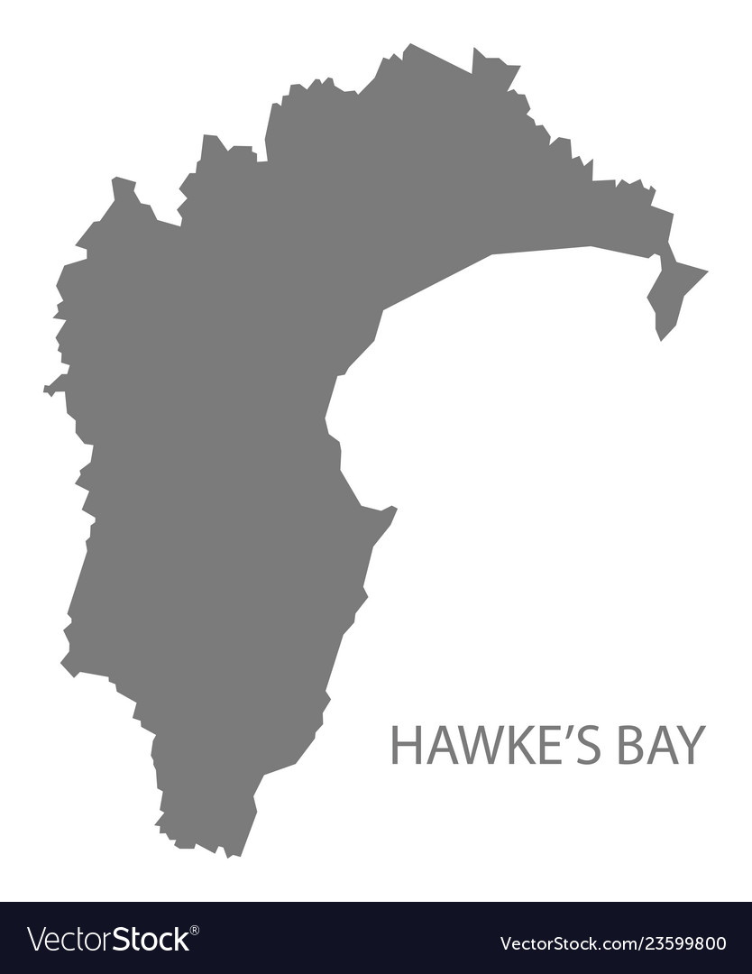 Hawkes bay new zealand map grey Royalty Free Vector Image
