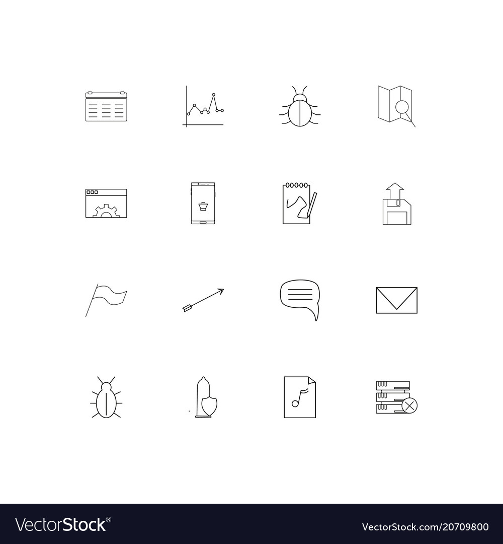 Internet technologies simple linear icons set