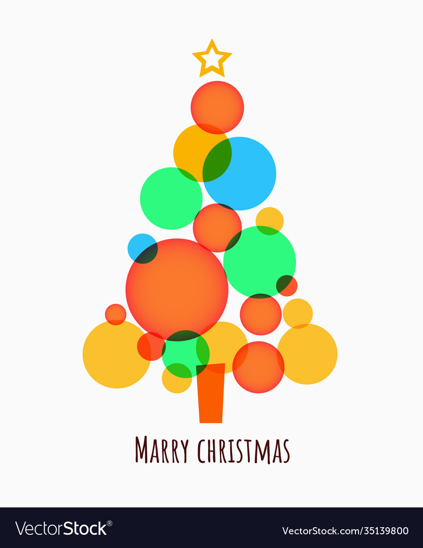 Minimalistic merry christmas tree made circles