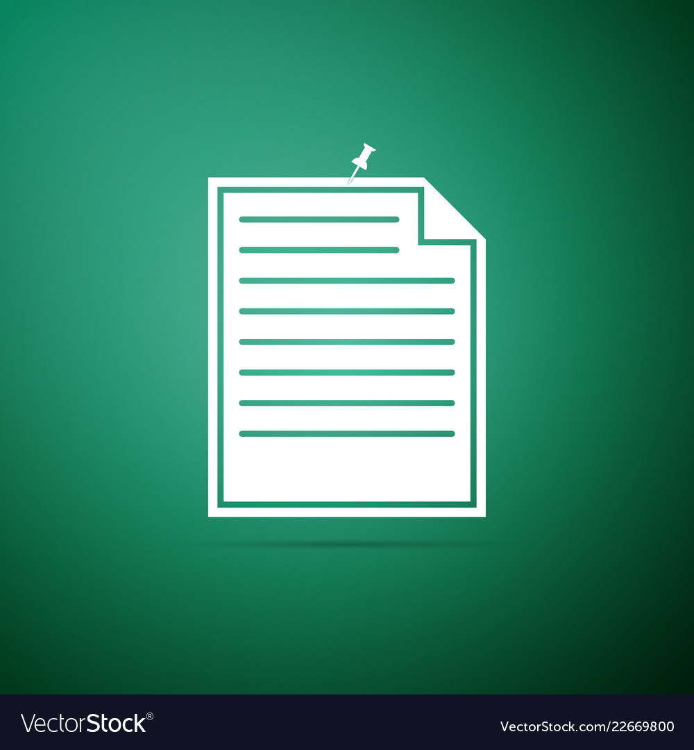 Note paper with pinned pushbutton icon isolated