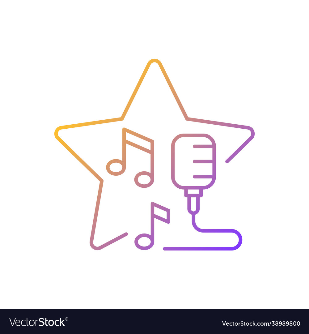 Open microphone shows gradient linear icon vector image Open microphone shows gradient linear icon