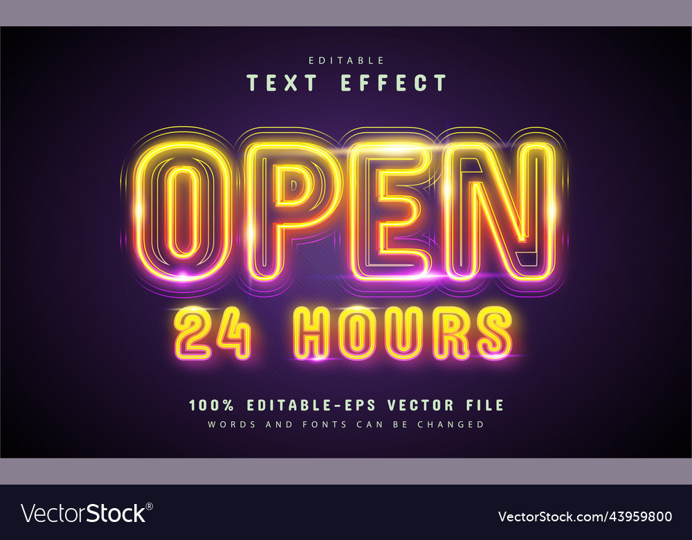 Open text colorful neon effect Vector Image Open text colorful neon effect