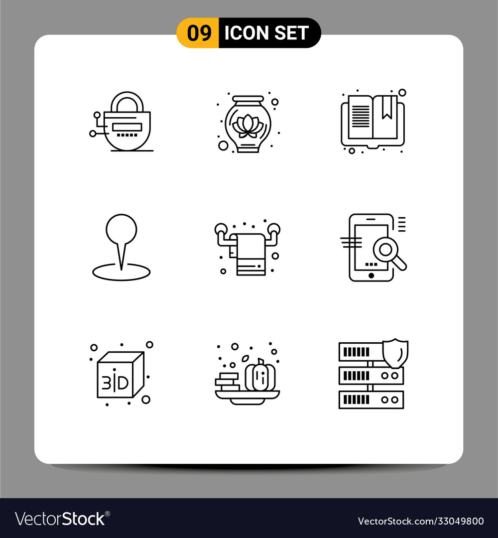 Pack 9 modern outlines signs and symbols