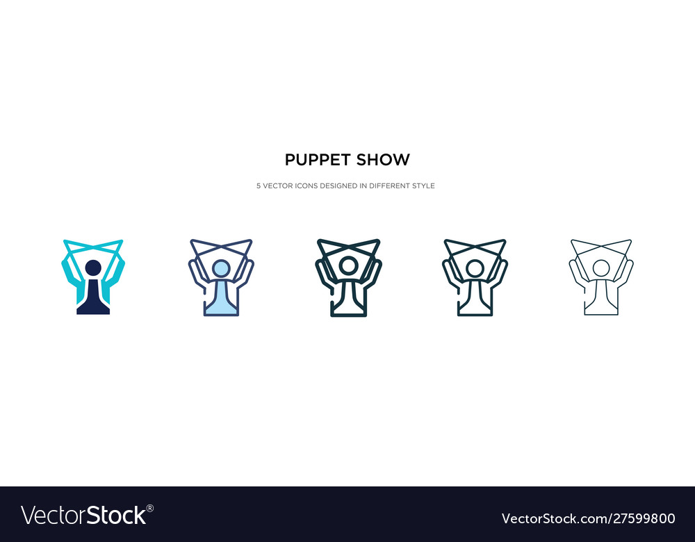 Puppet show icon in different style two colored vector image Puppet show icon in different style two colored
