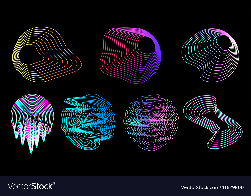 Retrofuturistic circle design shapes glitch Vector Image