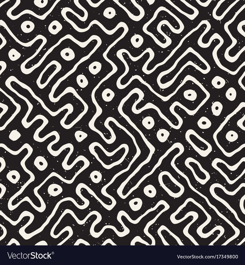 Seamless pattern with maze lines monochrome