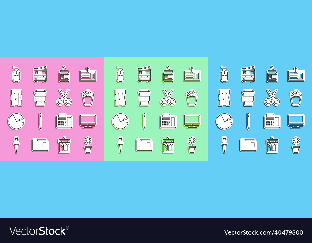 Set line flower in pot computer monitor screen vector image Set line flower in pot computer monitor screen