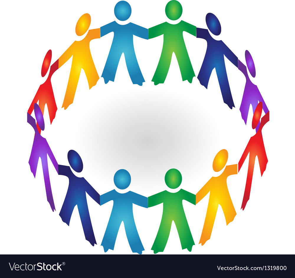 Teamwork Holding Hands Logo Royalty Free Vector Image 9522