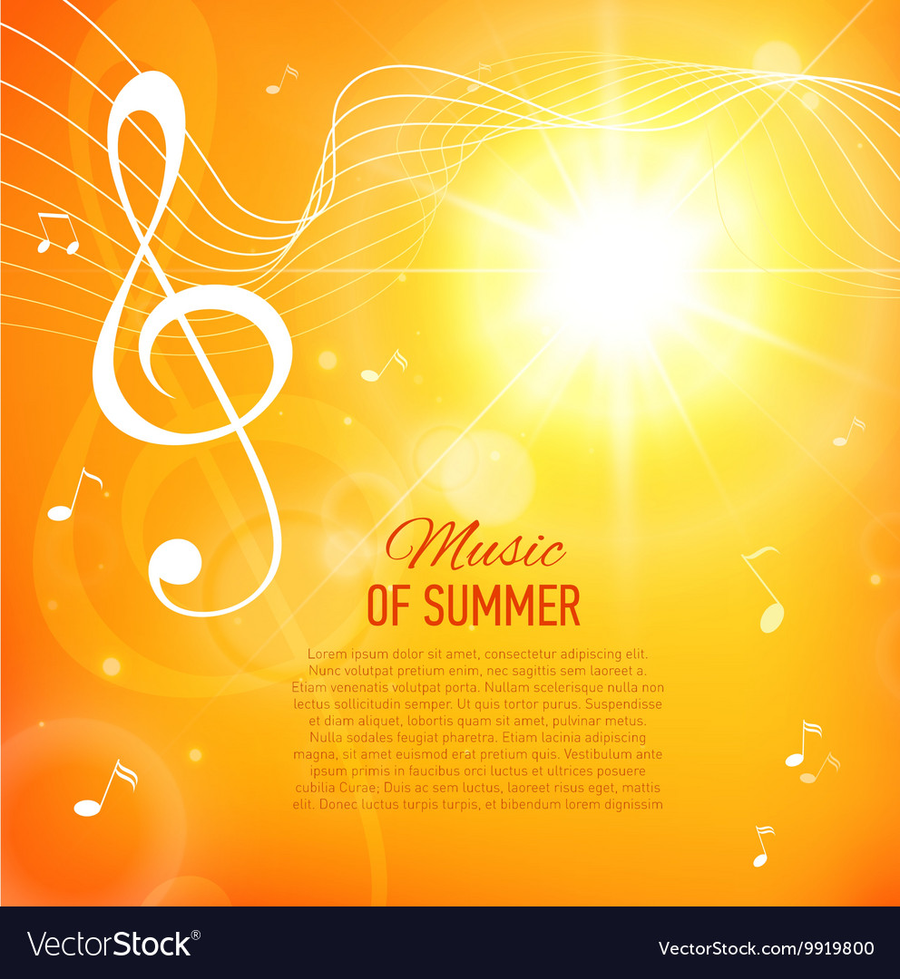 Yellow background with music notes and key