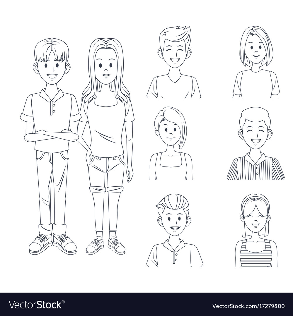 Young friends cartoon Royalty Free Vector Image