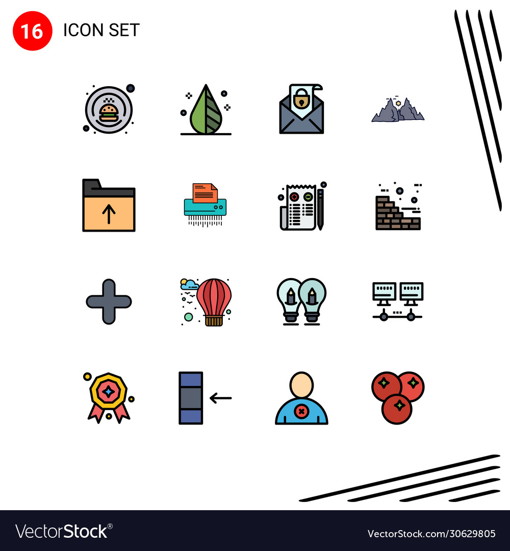16 user interface flat color filled line pack