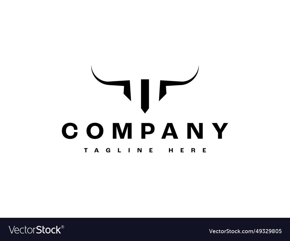 Abstract minimal bull cow head logo design