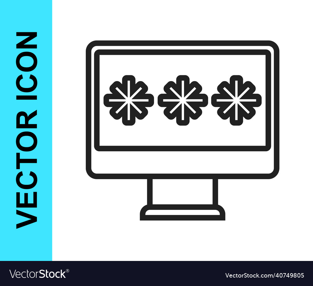 Black line monitor with password notification icon vector image Black line monitor with password notification icon