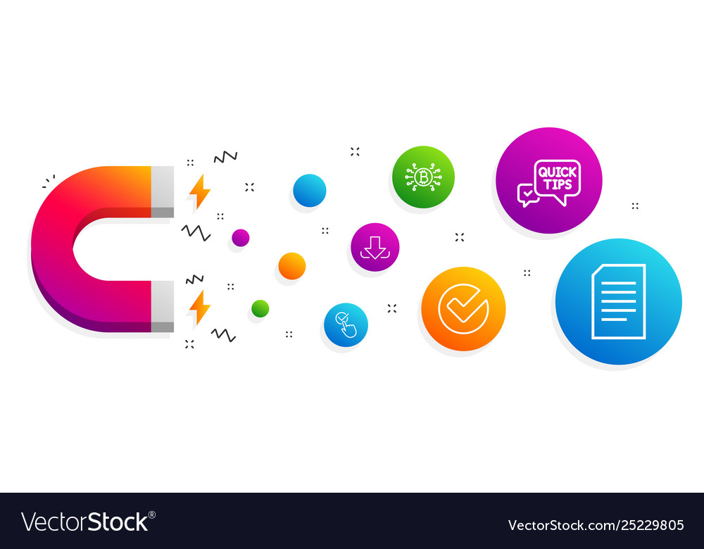 Checkbox download and bitcoin system icons set vector image Checkbox download and bitcoin system icons set