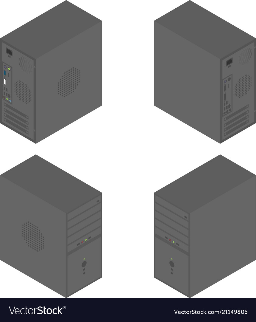 Computer in isometric view from four sides