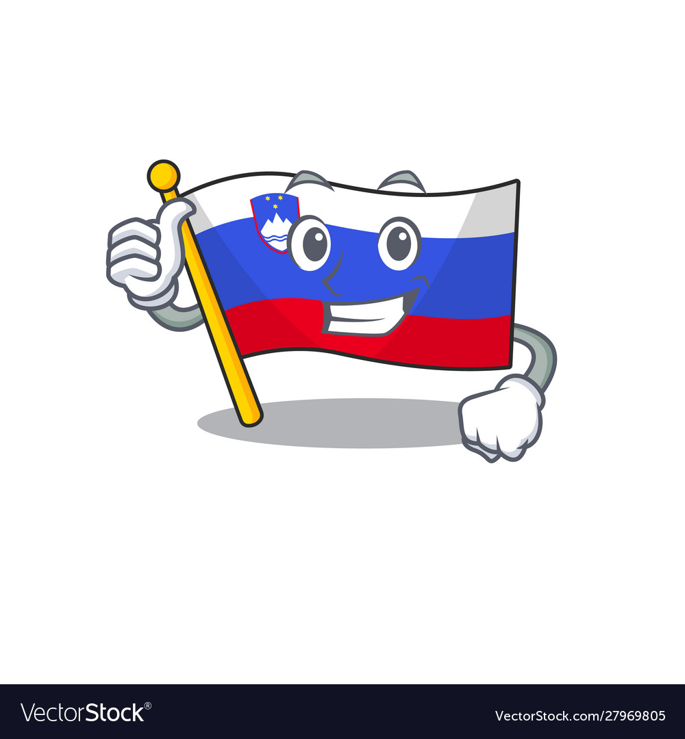 Flag slovenia cartoon with in thumbs up character