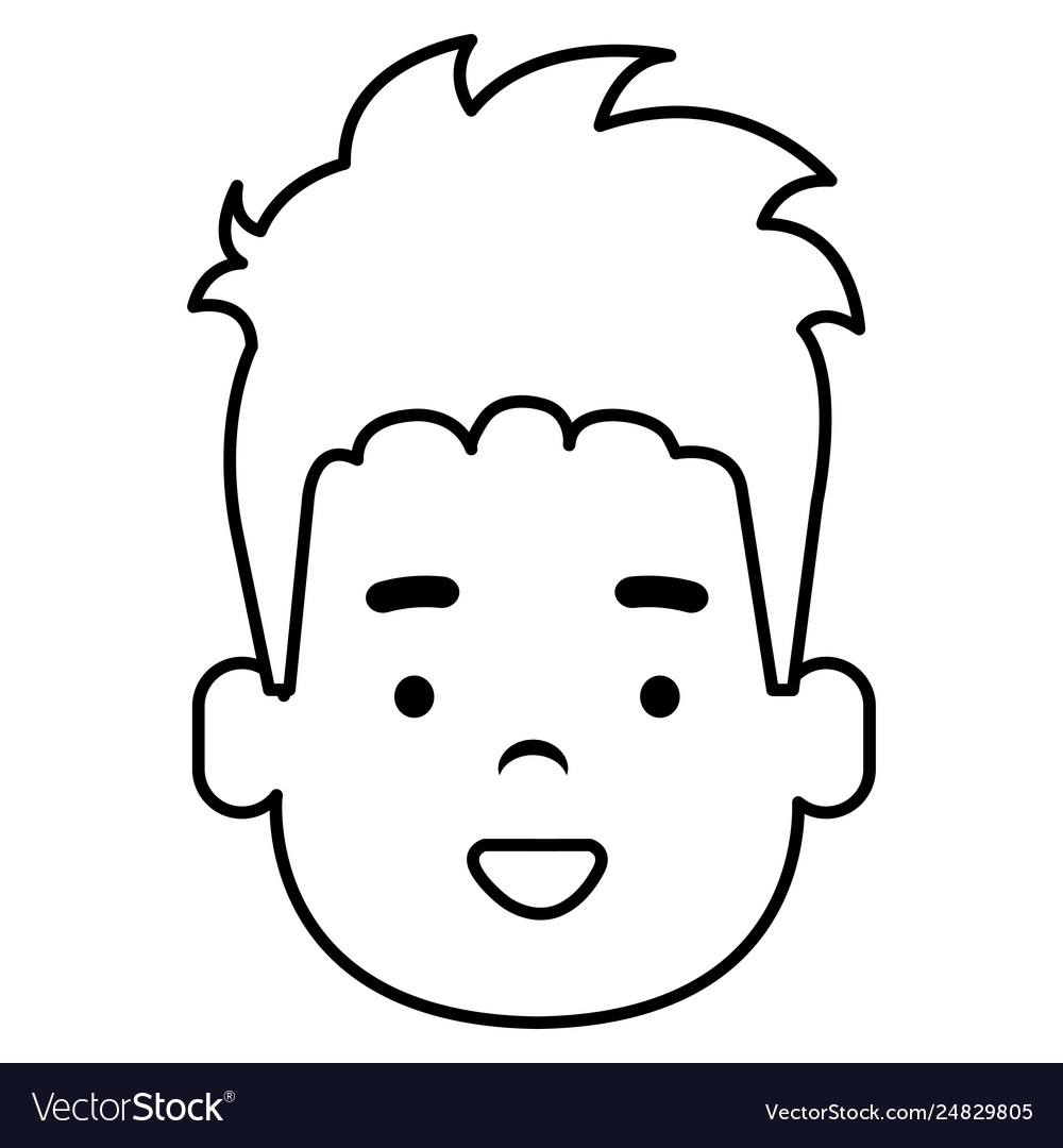 Happy little boy head character Royalty Free Vector Image