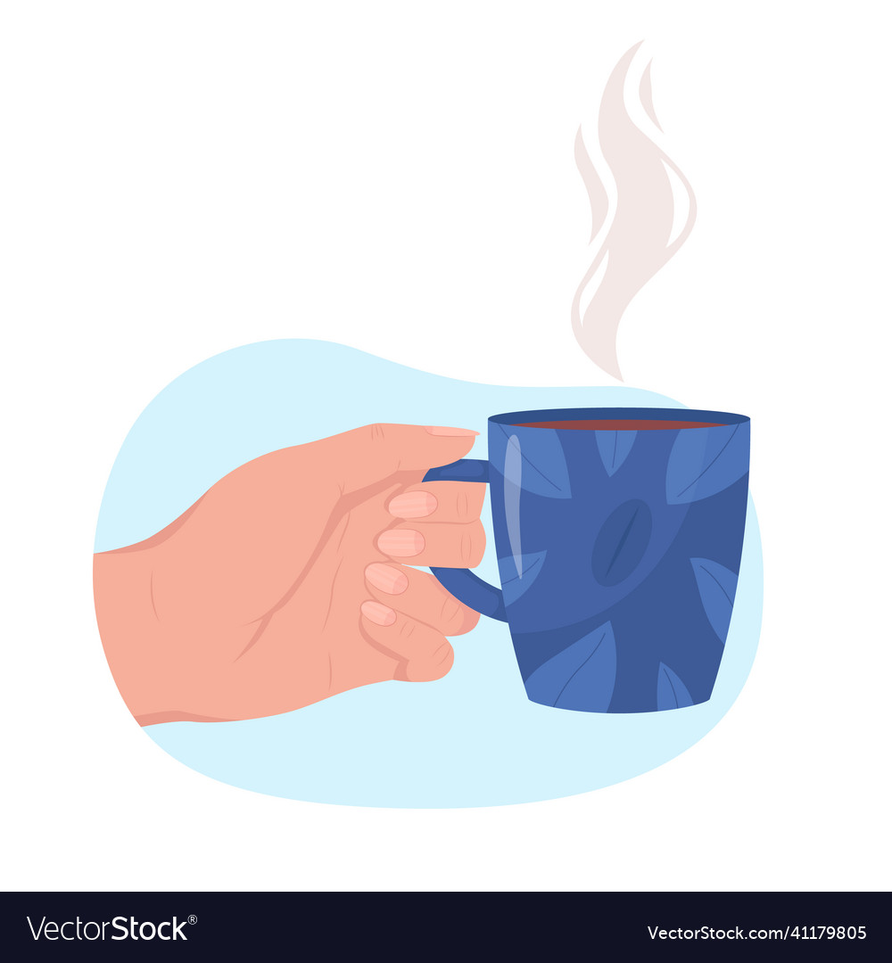 Hold blue cup of aromatic american 2d isolated