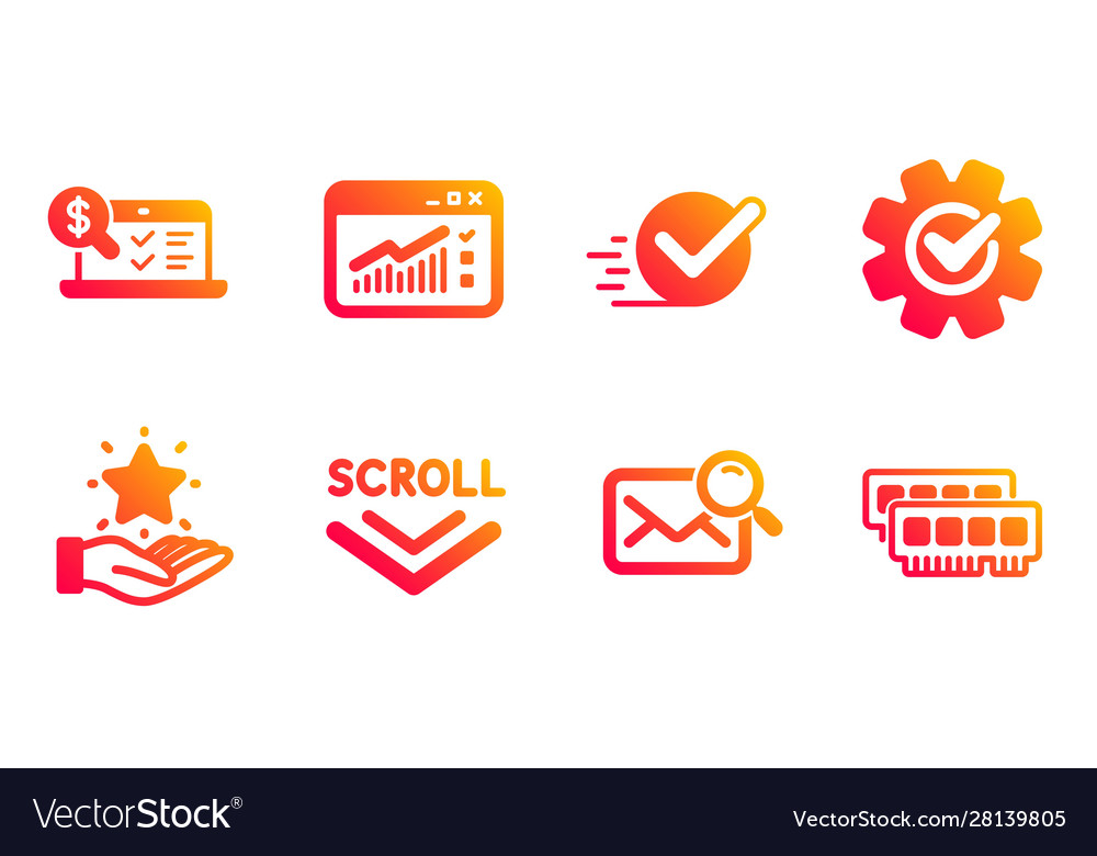 Loyalty program checkbox and search mail icons vector image Loyalty program checkbox and search mail icons