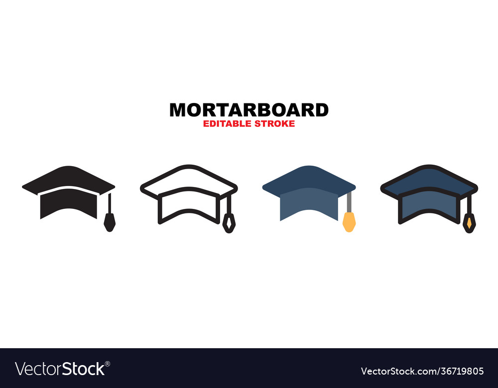 Mortarboard icon set with different styles vector image Mortarboard icon set with different styles