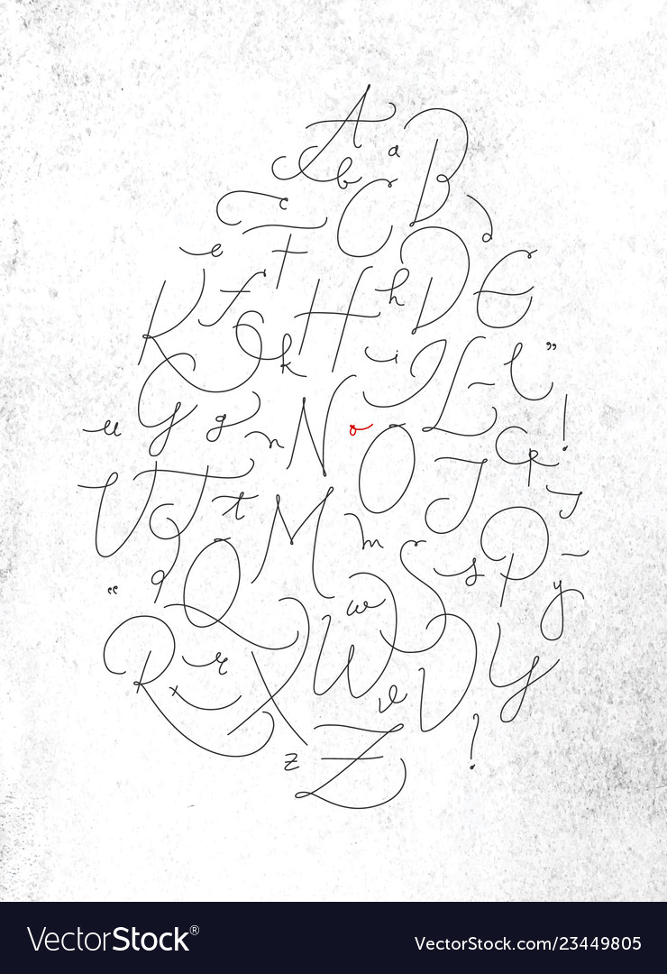 Pen line alphabet vector image Pen line alphabet