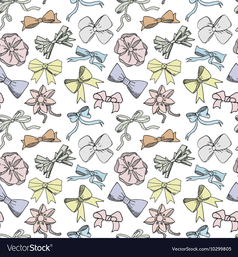 Seamless pattern background with handdrawn bows