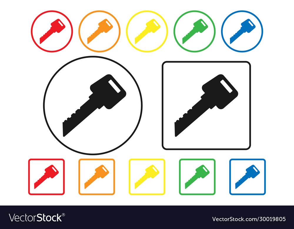 Set colored key icons simple design