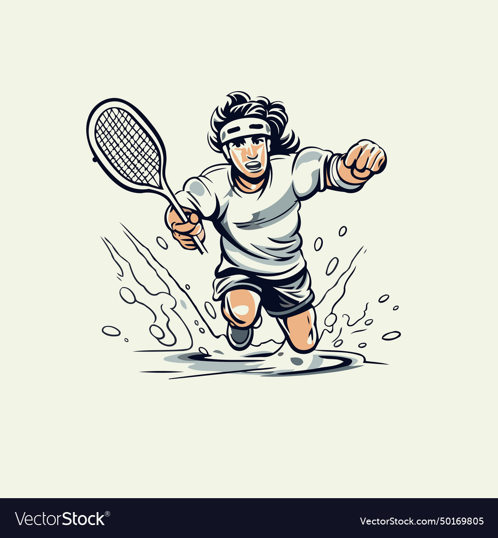 Tennis player on white background design element Vector Image