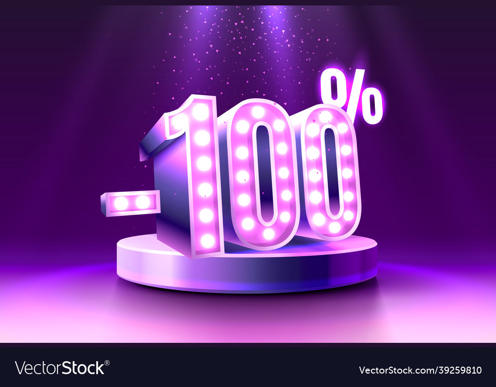 100 off discount creative composition 3d sale Vector Image 100 off discount creative composition 3d sale