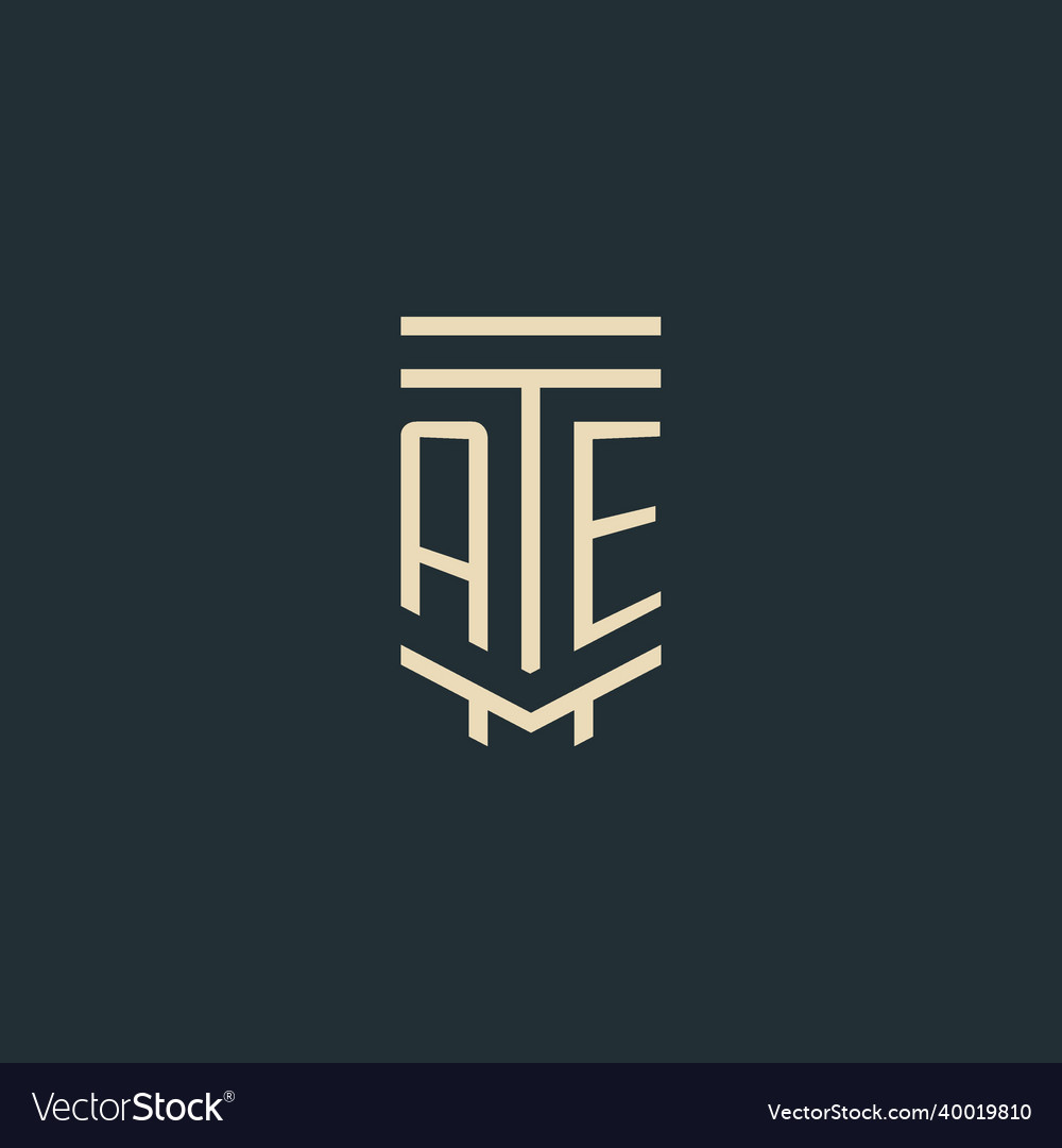 Ae initial monogram with simple line art pillar