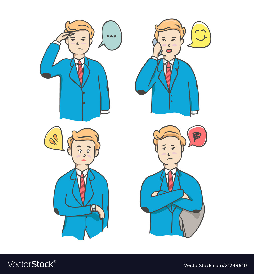 cartoon-set-businessman-character-in-acting-vector-image