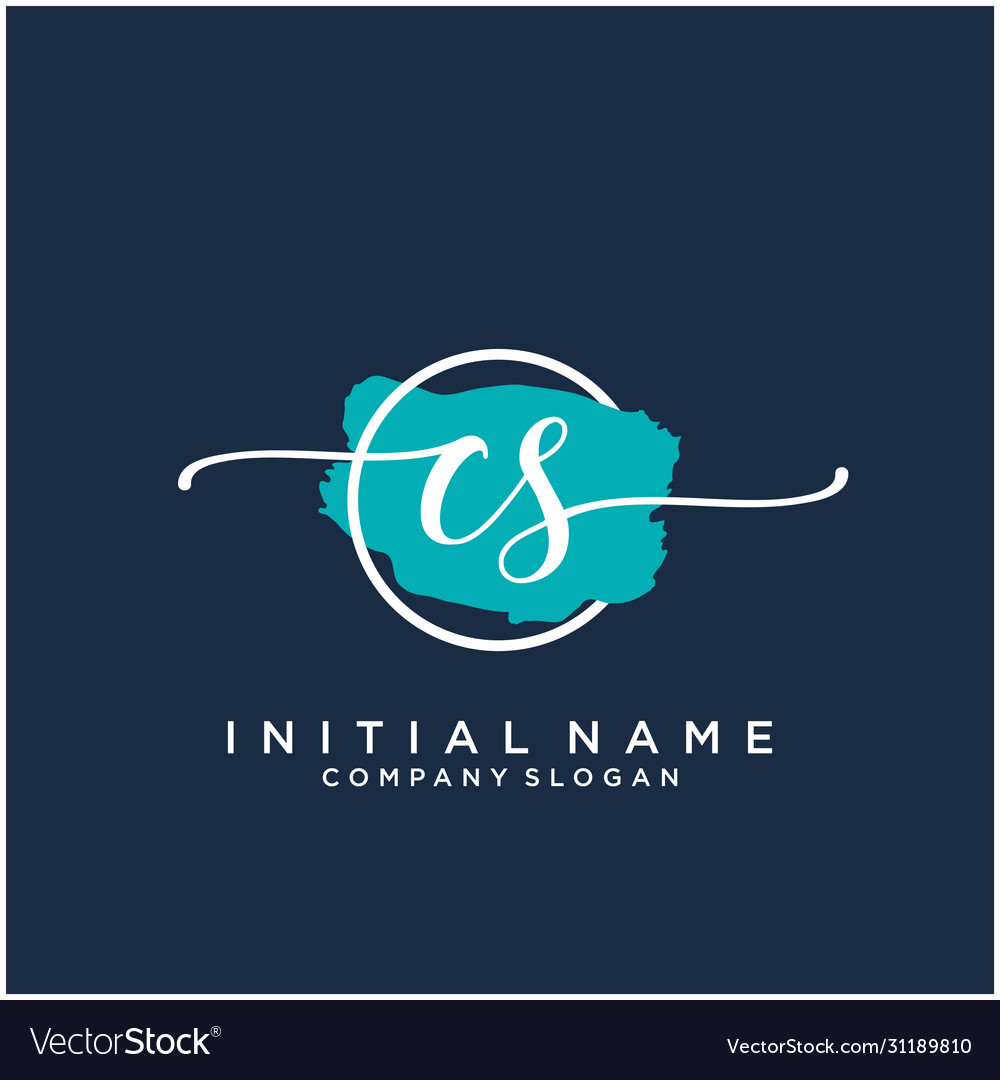 Cs initial handwriting logo design with brush Vector Image