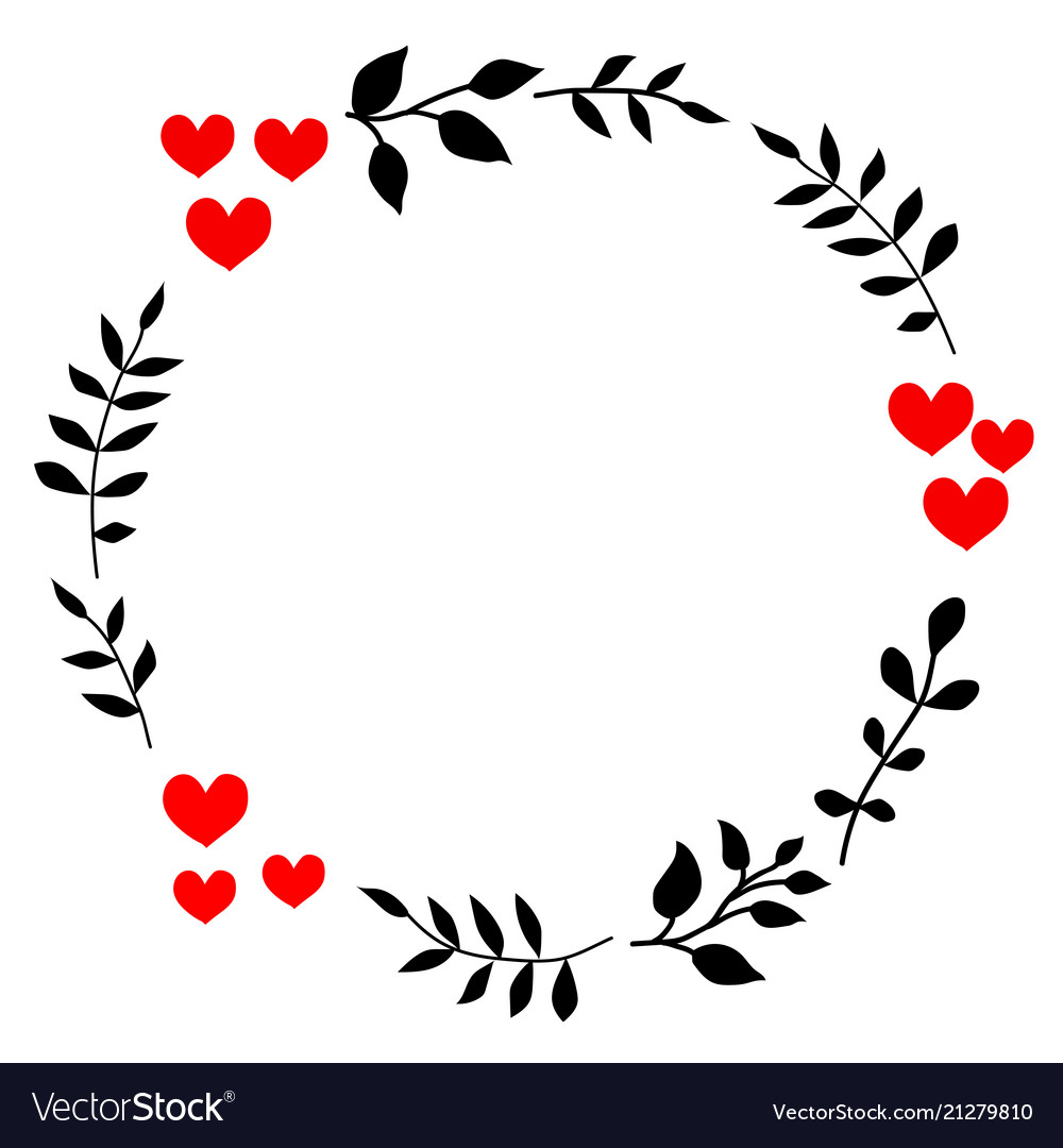 Download Doodle heart and leaf circle frame Royalty Free Vector Image