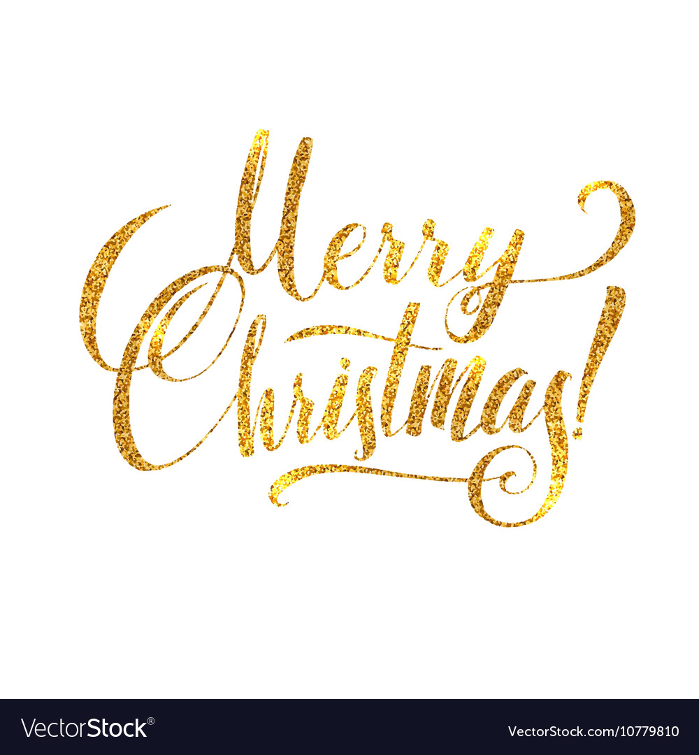 Gold merry christmas card golden shiny glitter Vector Image