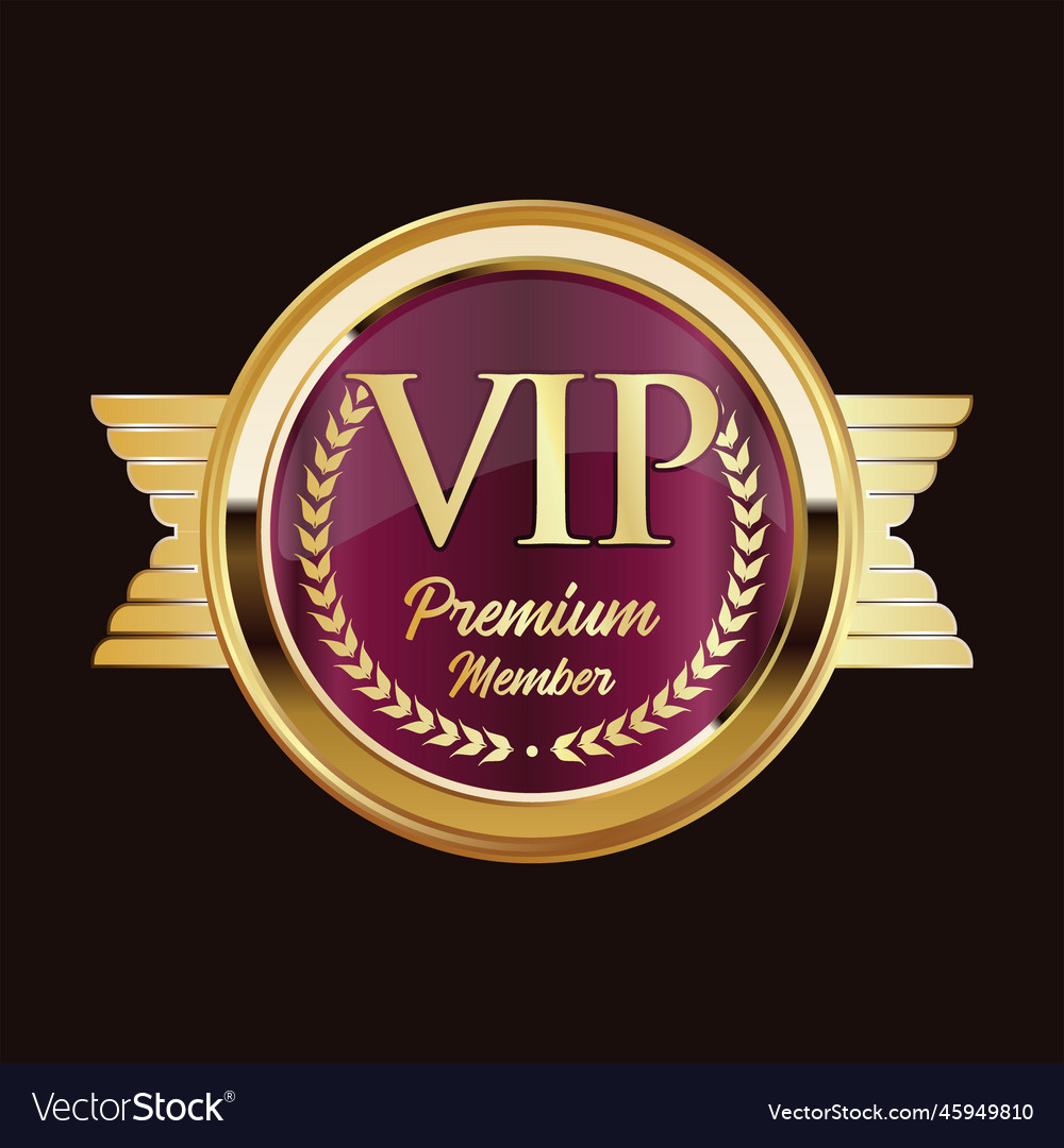 Vip club logo luxury golden badge Royalty Free Vector Image