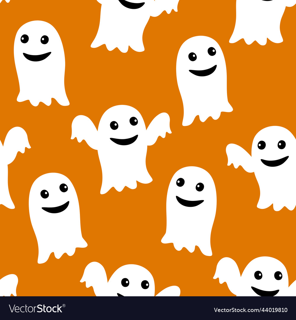 Halloween seamless pattern with funny ghosts