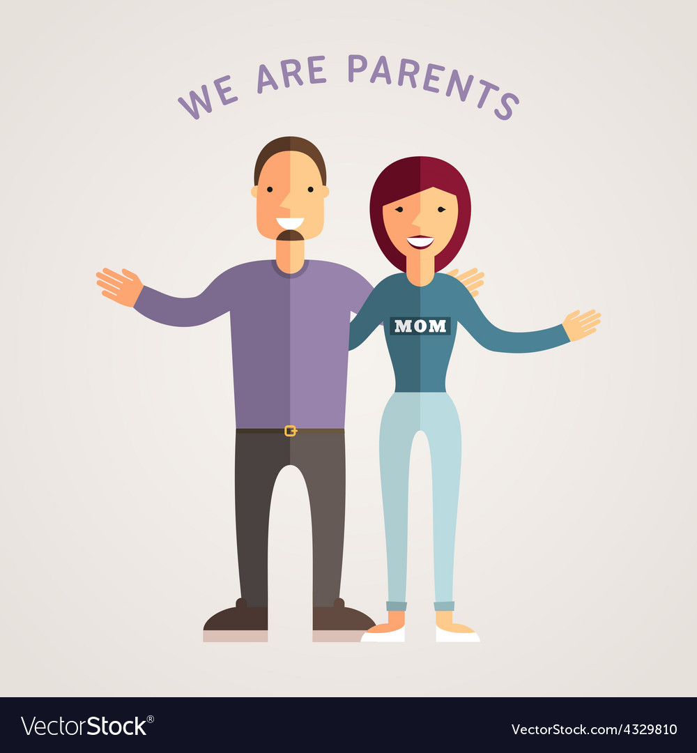 Happy family - young parents flat design