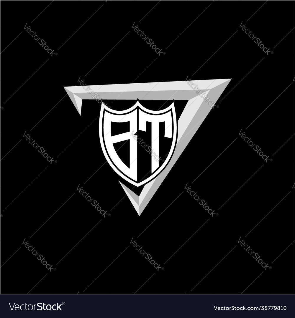 Initial letter b t shield shape with triangular Vector Image Initial letter b t shield shape with triangular