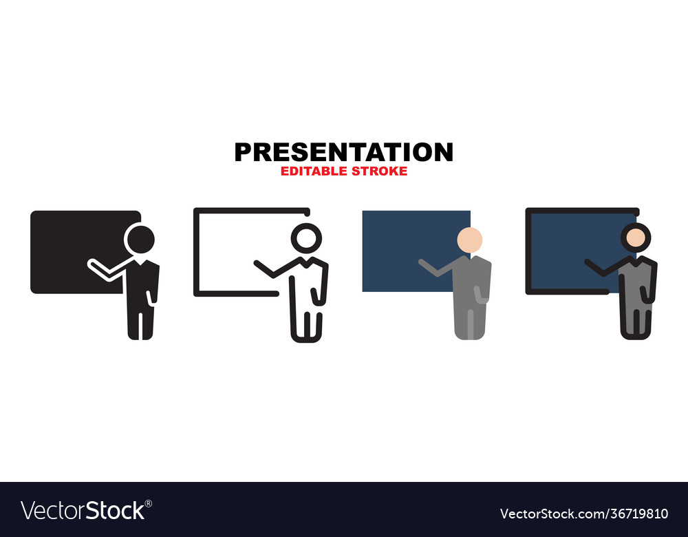 Presentation icon set with different styles Vector Image Presentation icon set with different styles