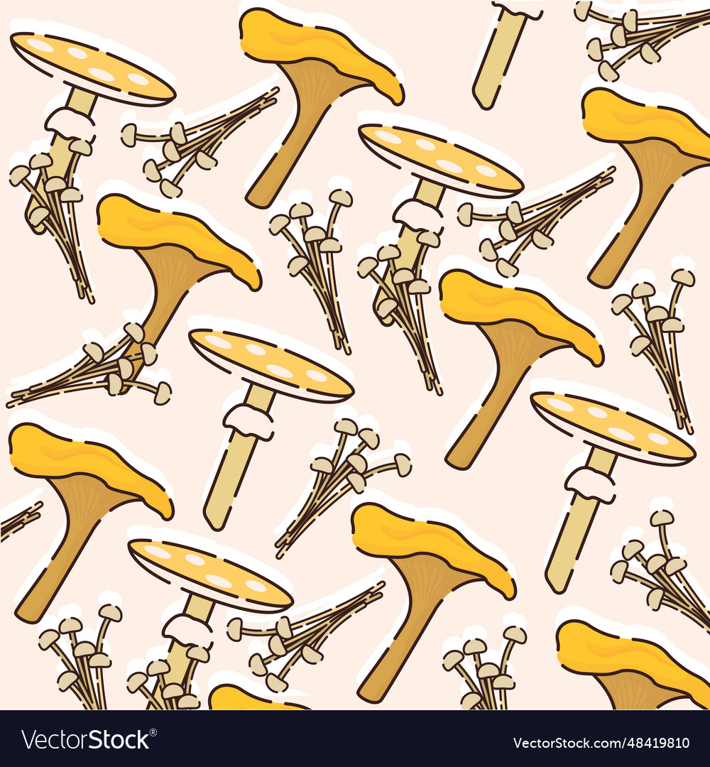 Seamless pattern background with mushroom icons