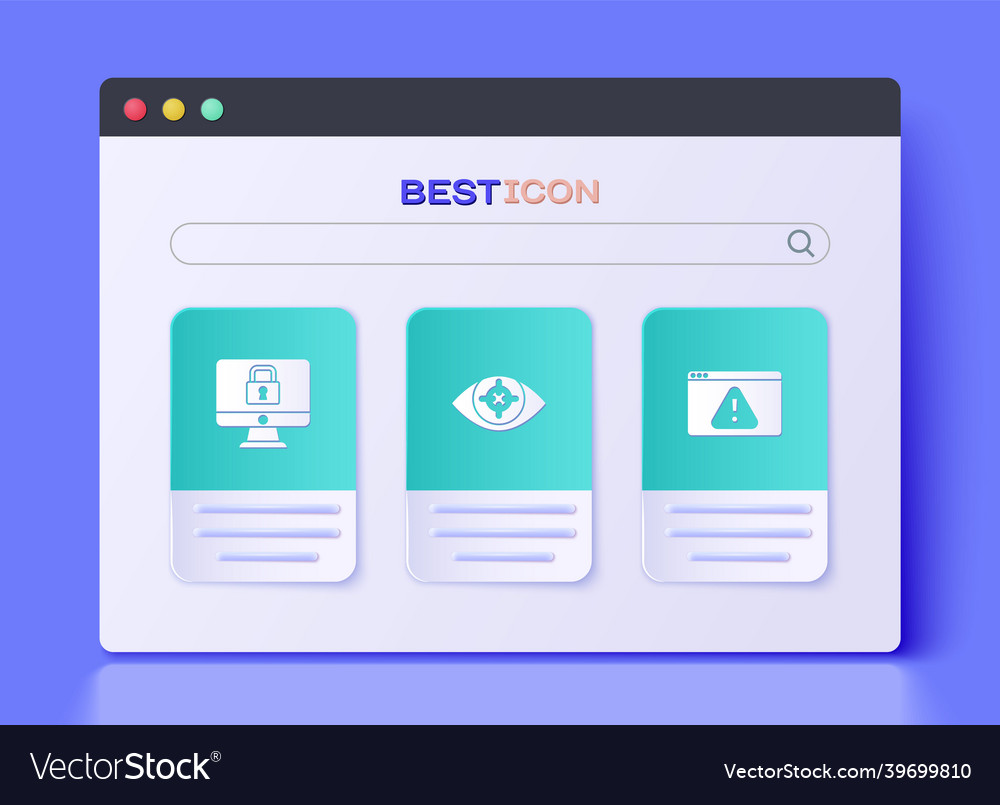 Set eye scan lock on monitor and browser vector image Set eye scan lock on monitor and browser