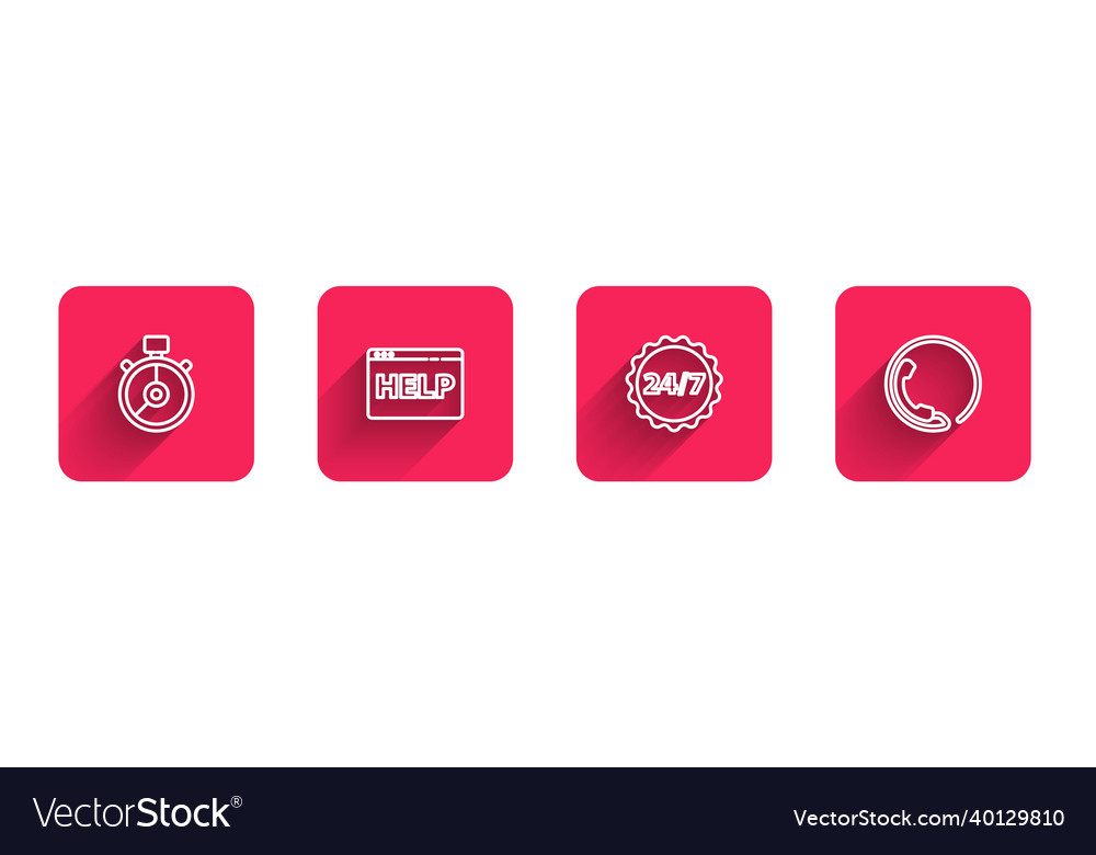 Set line stopwatch browser help clock 24 hours vector image Set line stopwatch browser help clock 24 hours