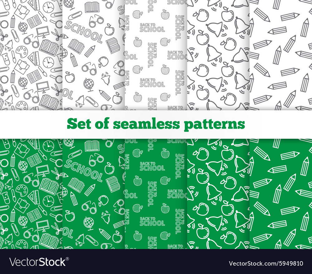 Set of seamless patterns back to school