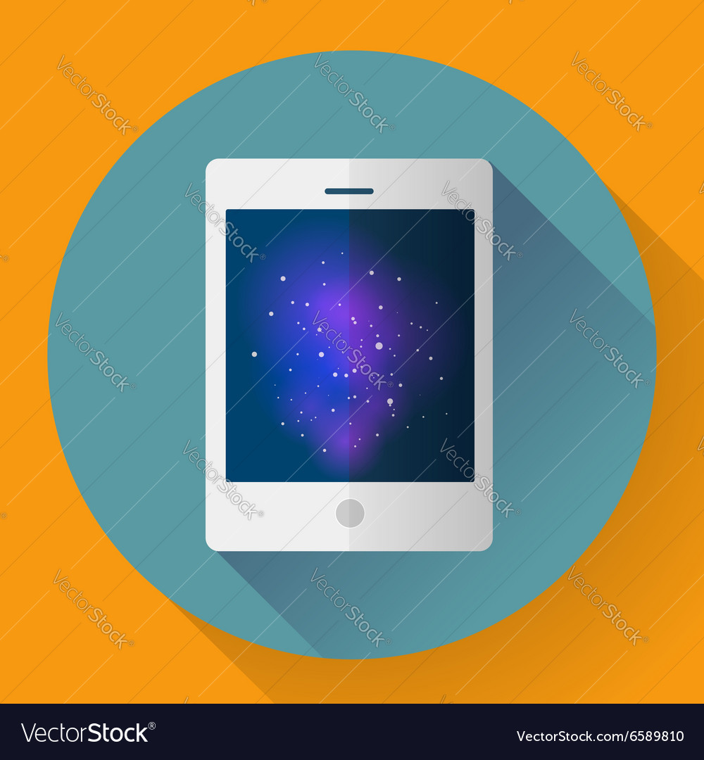 Tablet computer icon with space image flat